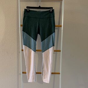 Outdoor Voices Green and Light Pink Colorblock Leggings